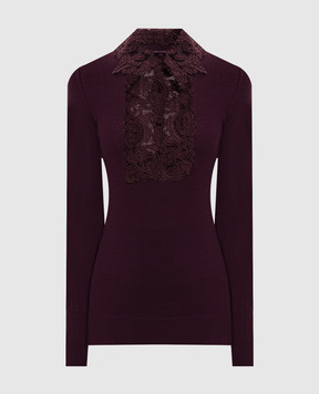 Ermanno Scervino Burgundy wool jumper with lace D495M311APATL