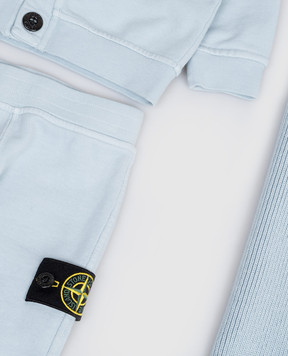 Stone Island Baby blue set of cardigan, pants and blanket L1S16M200001S0917