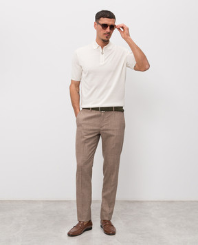 Stefano Ricci Brown wool, silk and linen trousers M1T610002BWKL07U