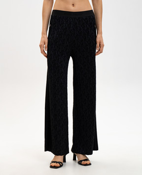 Palm Angels Black pants with monogram pattern PWHG027R24KNI001