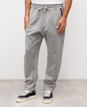 Brunello Cucinelli Grey melange sweatpants with logo print MM8433102G