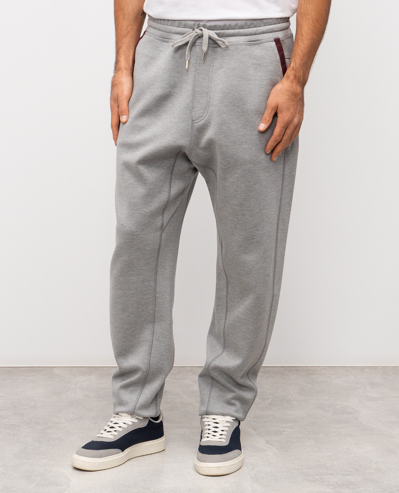 Grey melange sweatpants with logo print Brunello Cucinelli 3