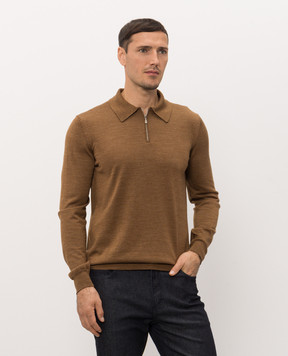 Castangia dal 1850 Brown wool and silk polo shirt CS5304