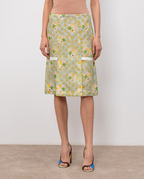 Fendi Green printed silk skirt FQ7721AW9S