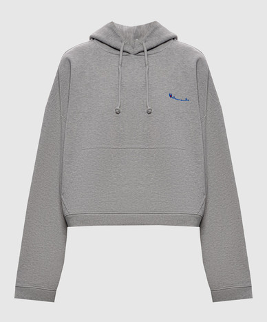 Grey reversible hoodie with logo embroidery