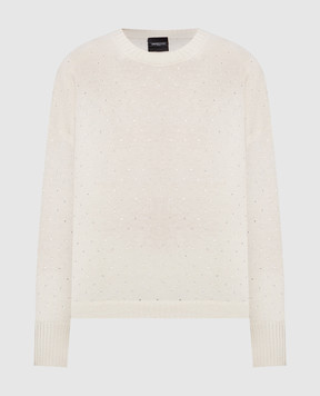 Simonetta Ravizza Ivory cashmere sweater with crystals F06KN117T10134