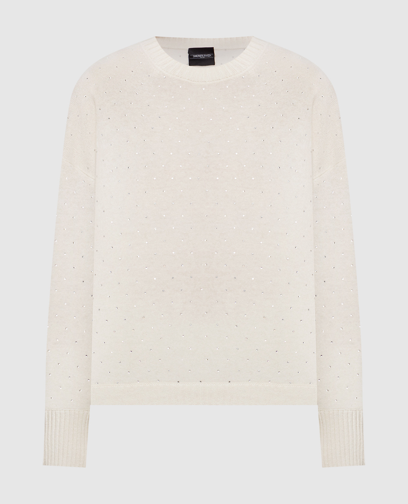Ivory cashmere sweater with crystals Simonetta Ravizza