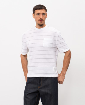 Thom Browne White striped linen t-shirt MJS305AJ0245