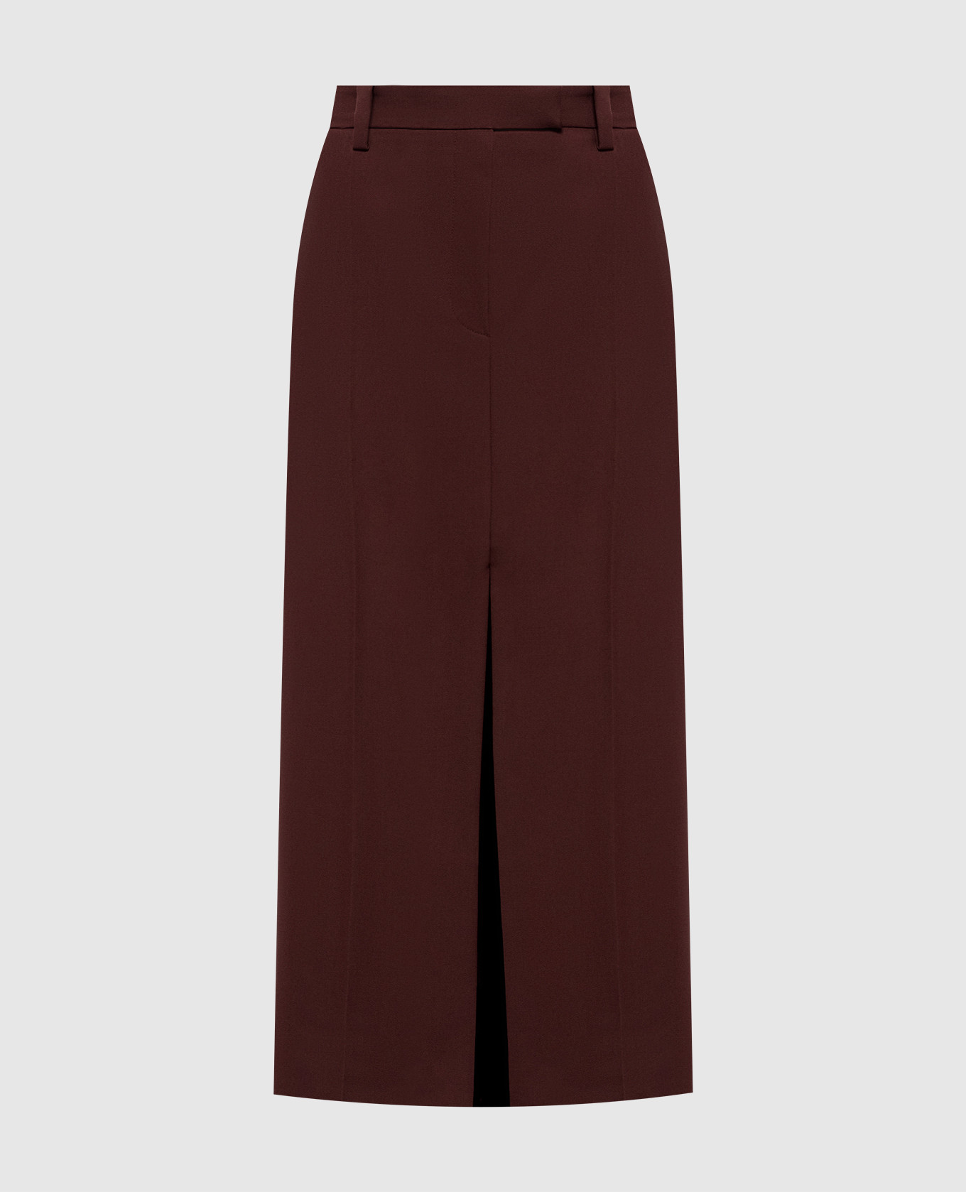 Burgundy wool midi skirt