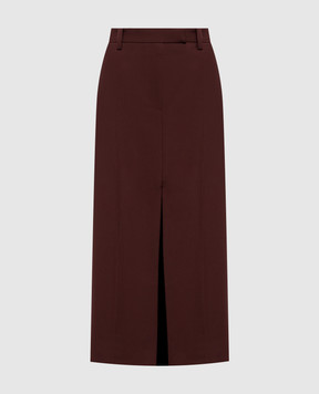 Brunello Cucinelli Burgundy wool midi skirt MG553G4074