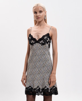 Ermanno Scervino Silk mini dress with lace D492Q351APUYX