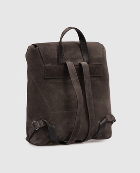 Brunello Cucinelli Brown suede backpack with embossed logo MBDLB2826P