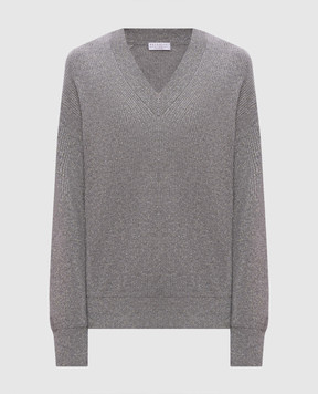Brunello Cucinelli Gray cashmere pullover with lurex M1E224722P