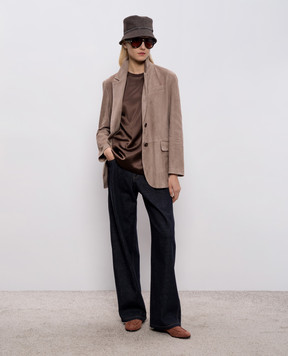 Brunello Cucinelli Brown silk straight-cut top M0C59EH500