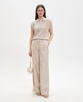 Peserico Beige pants with a monil chain E04452D08867