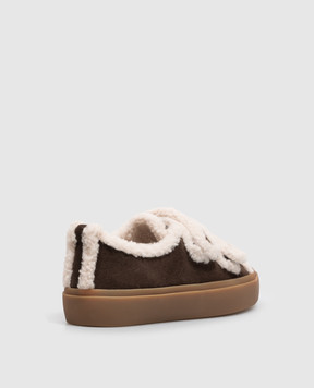Inuikii Children's brown suede sneakers with fur 300100100513338