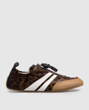 3.1 Phillip Lim Brown leather sneakers with animal print SE26U006TAH