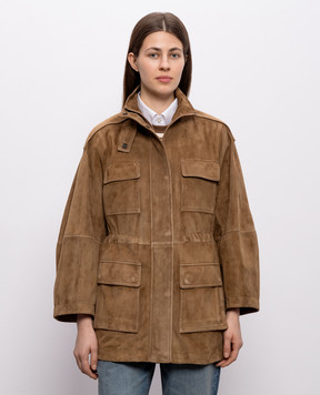 Brunello Cucinelli Brown suede jacket MPCAI7853