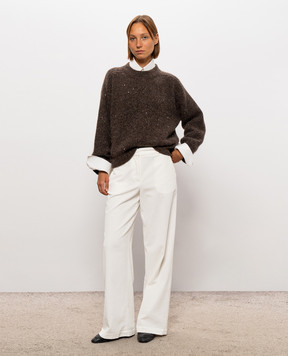 Peserico Brown wool sweater with sequins S99531F05B9202