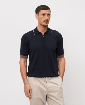 Peserico Blue polo with piping R59478F149173N