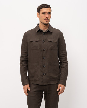 Bilancioni Brown linen shirt BE26G9DR1