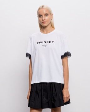 Twinset White T-shirt with textured logo 262TP2304