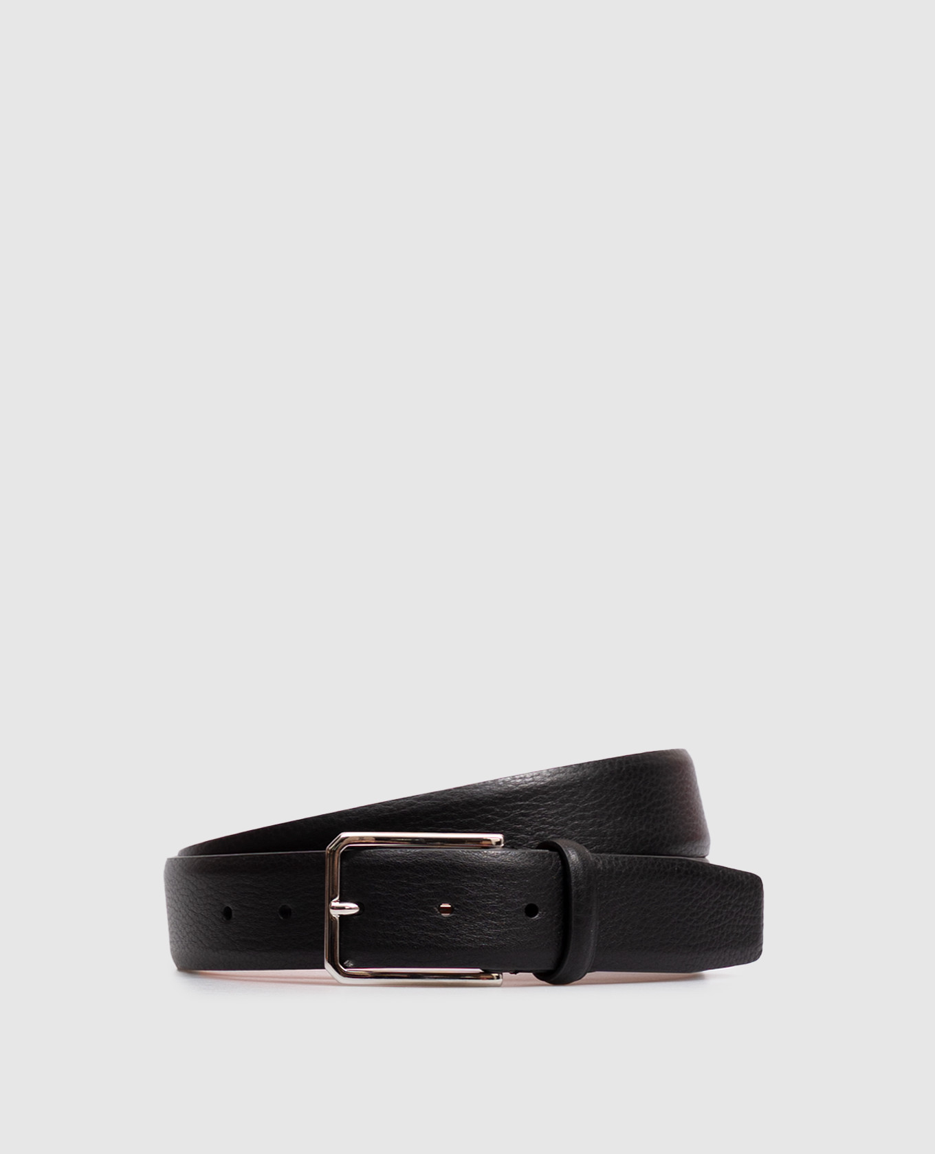 Black leather belt with embossed logo
