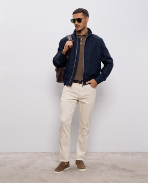 Brunello Cucinelli Beige jeans with logo patch M277PD3210