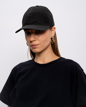 JW Anderson Black cap with monogram embroidery AC0417FA0485w