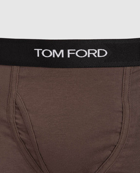 Tom Ford Brown boxer briefs with contrast logo pattern T4LC31040