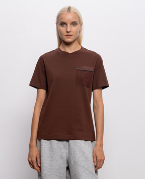 Brunello Cucinelli Brown T-shirt with monil chain M0T81B2M10