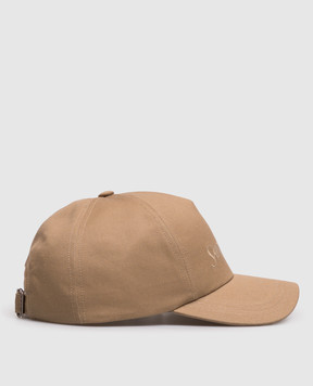 Saint Laurent Brown linen cap with logo embroidery 7780633YP19