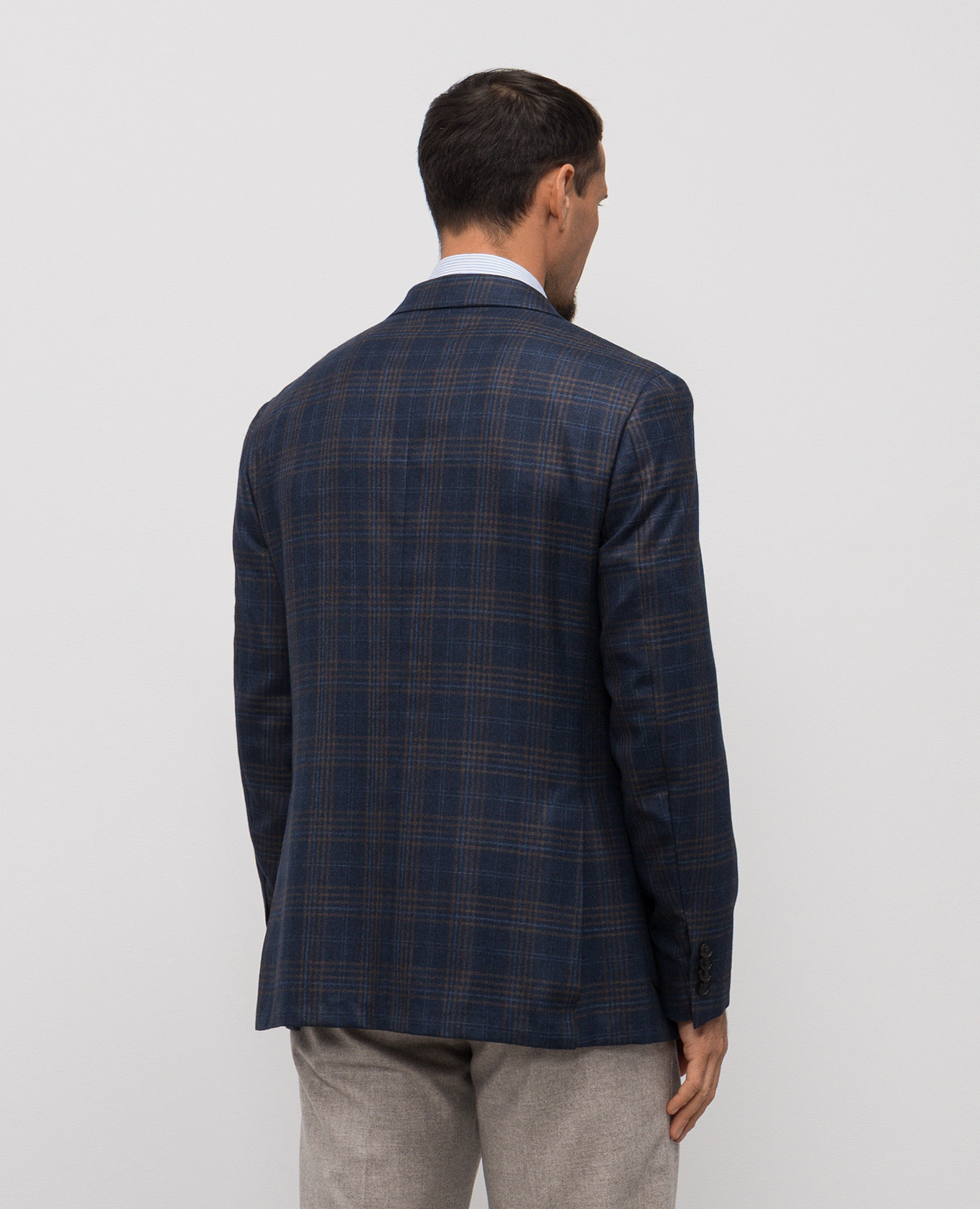 

Kei blue checked silk and cashmere jacket Canali, Navy blue
