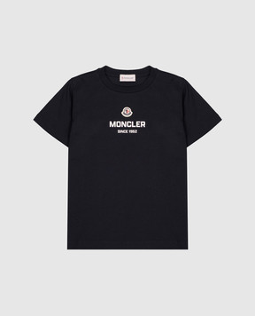 Moncler ENFANT Children's blue T-shirt with contrasting logo L29548C0001189AFV