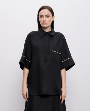 Agnona Black linen shirt TD1109YU3049