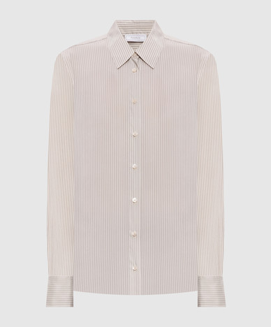 Beige striped silk blouse