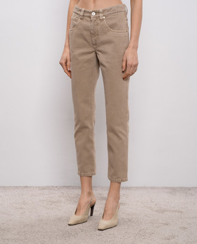 Brunello Cucinelli Beige jeans with a chain M0H81P5847