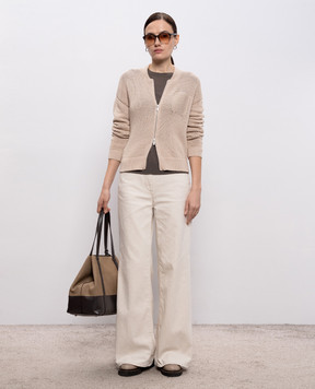 Peserico Beige cardigan with monil chain A99102F079312B