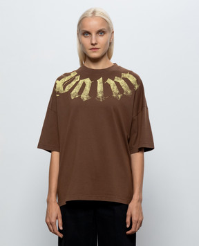Palm Angels Brown T-shirt with logo print PAMAA003JR001w