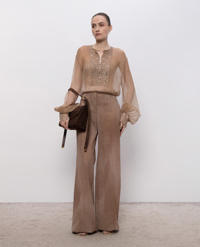 Ermanno Scervino Brown silk blouse D482K766RFWB