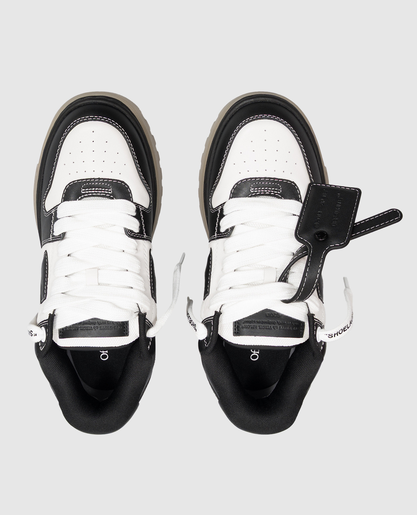 Out Of Office Chunky Varsity Black Leather Sneakers Off-White 4