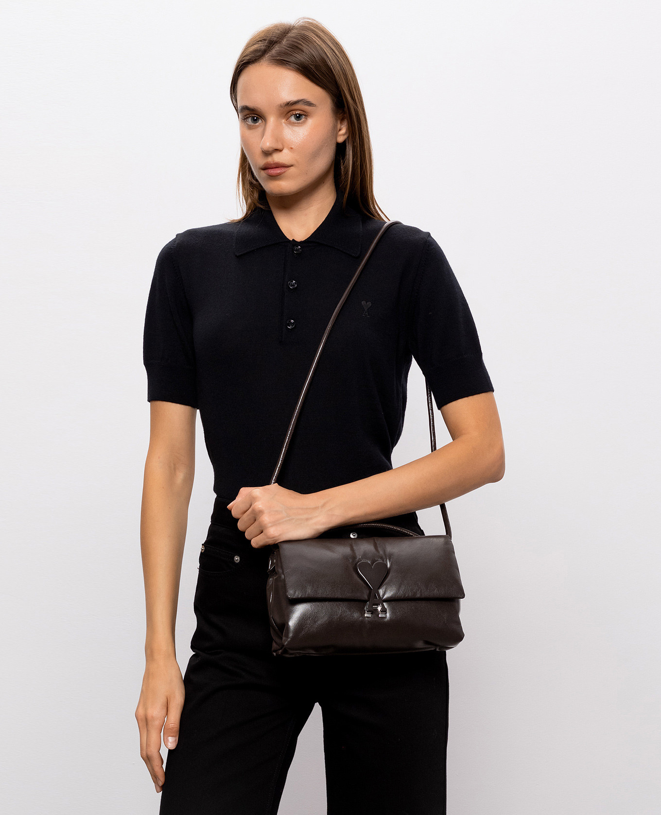 Brown leather bag Voulez-Vous Ami Paris 2