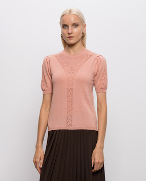 Twinset Pink wool top with openwork pattern 262TP3210