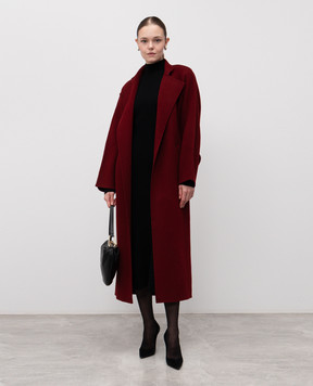 Jacob Lee Burgundy wool and cashmere coat WCC2076AW25NR