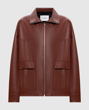 Yves Salomon Brown straight-cut leather jacket 26EYV20760APXX