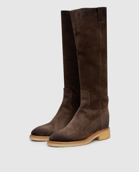 Santoni Brown suede boots with logo WSHP71816PARNHSY