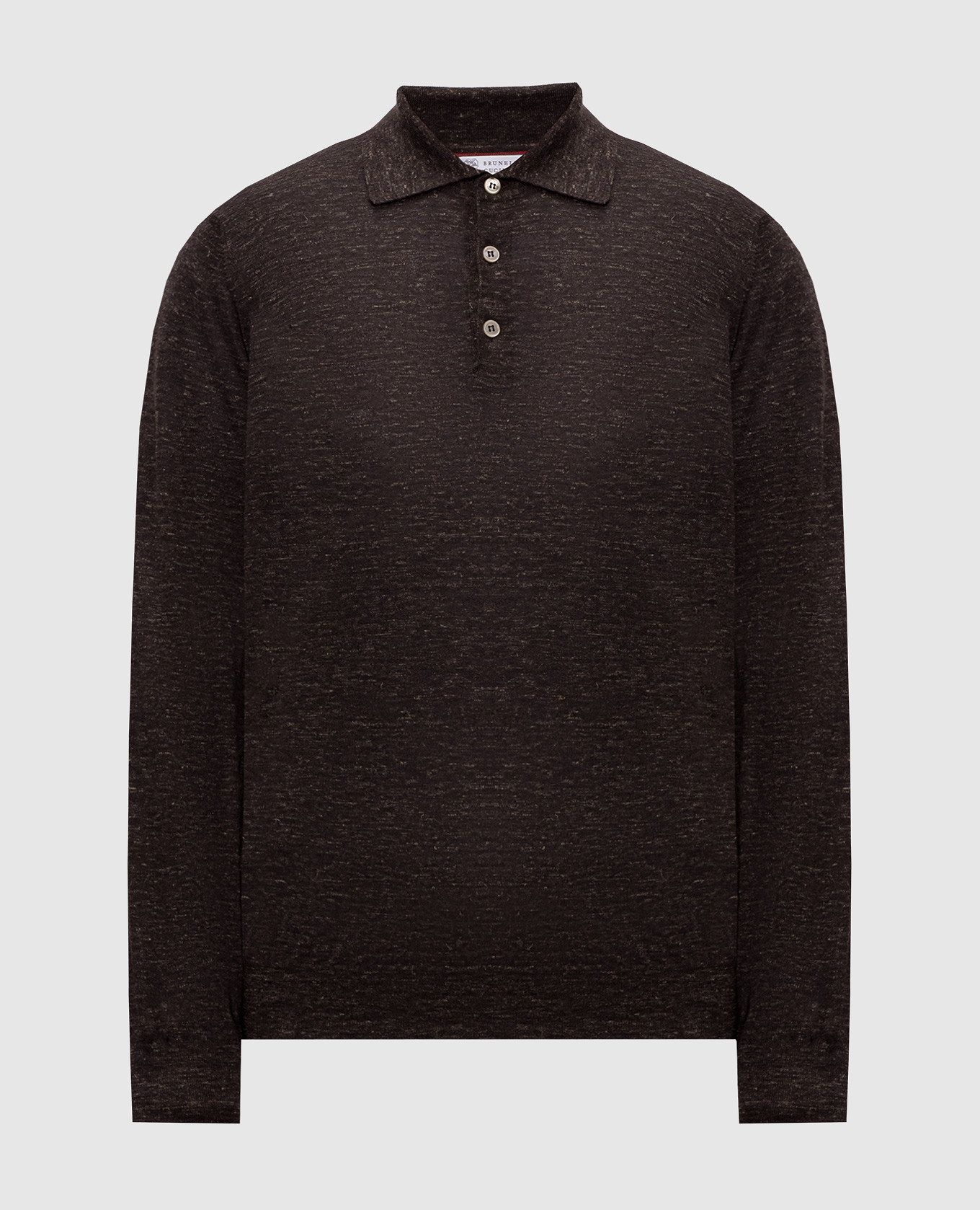 Brown cashmere, silk and linen polo shirt Brunello Cucinelli