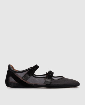 Premiata Black combination ballet flats with Velcro M7312