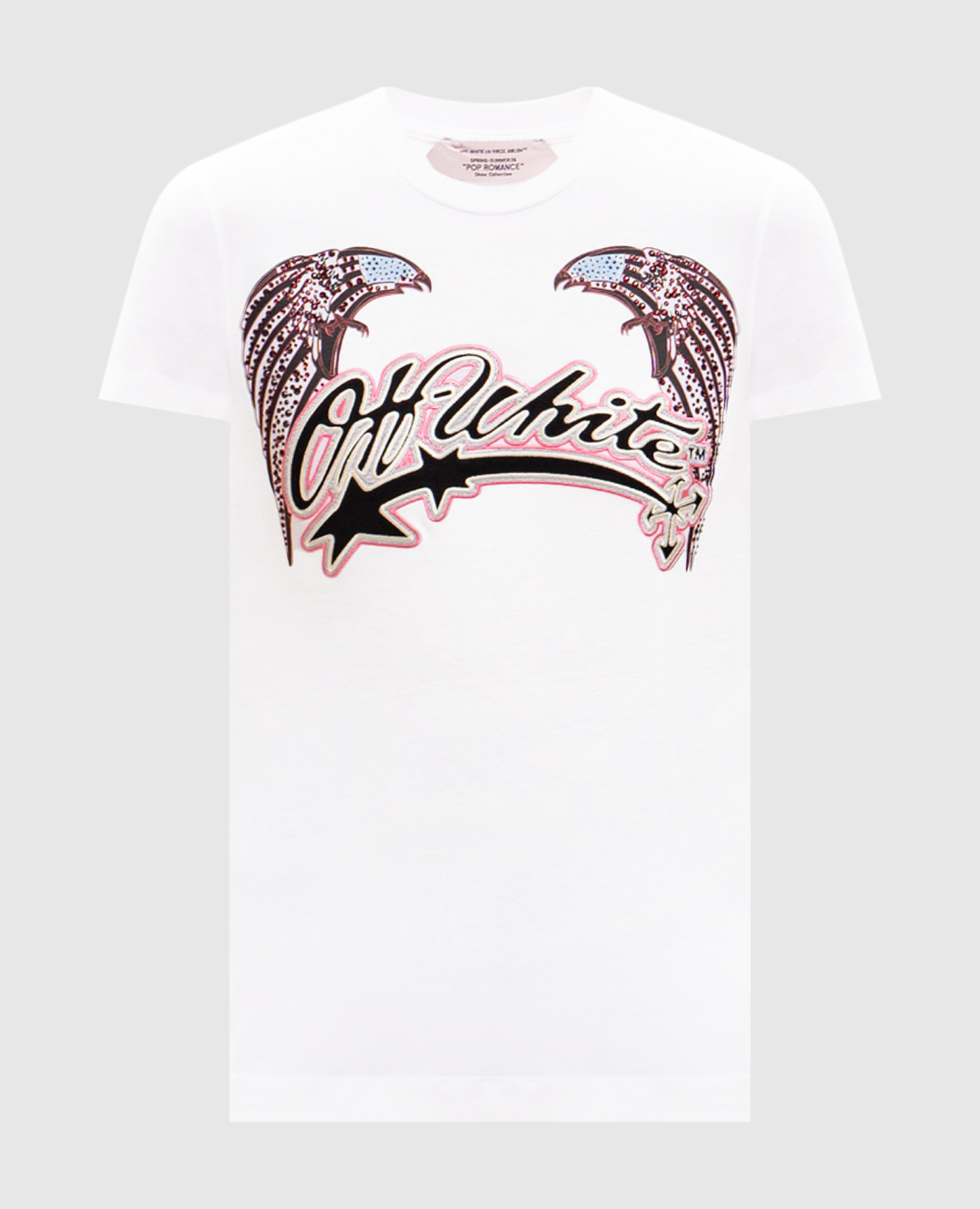 White Double Eagle T-shirt with Swarovski crystals
