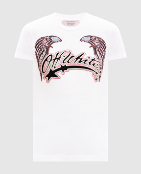 Off-White White Double Eagle T-shirt with Swarovski crystals 29A00308T